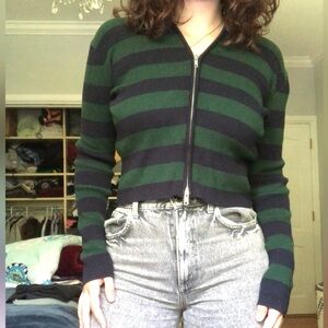 Cozy Green and Blue Striped sweater